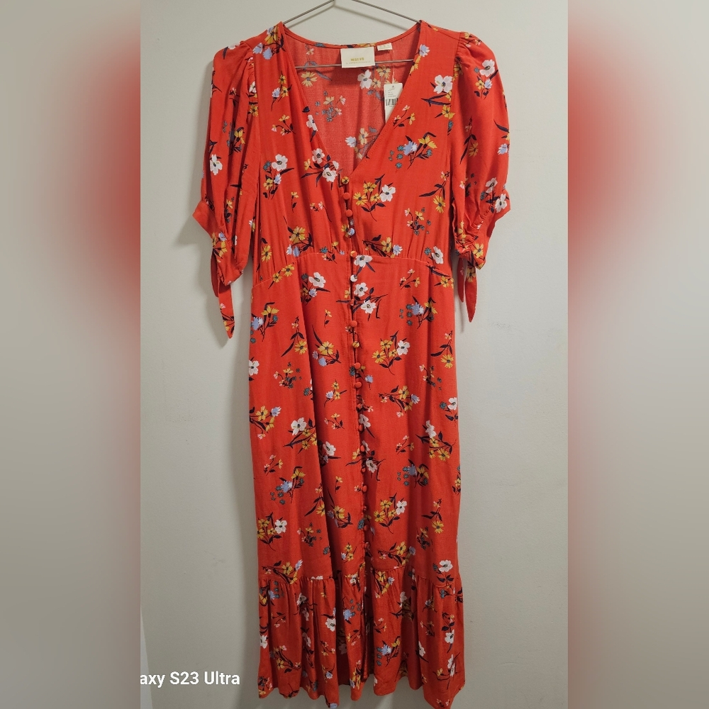 Maeve Floral Red Maxi Dress